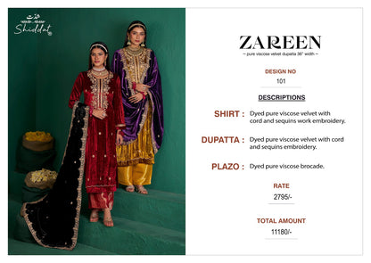 Zareen Shiddat Viscose Velvet Suits Manufacturer Gujarat