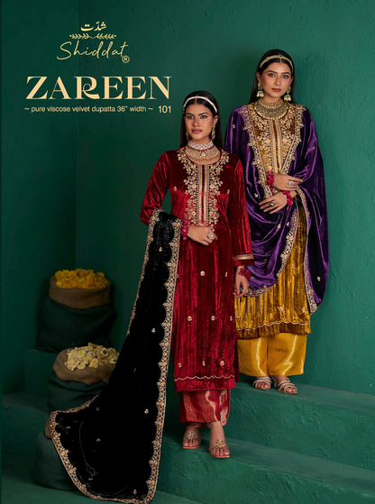 Zareen Shiddat Viscose Velvet Suits Manufacturer Gujarat