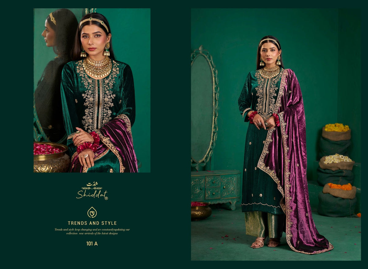 Zareen Shiddat Viscose Velvet Suits Manufacturer Gujarat