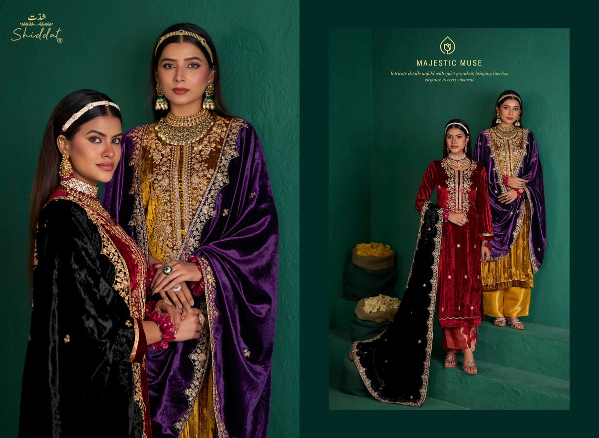 Zareen Shiddat Viscose Velvet Suits Manufacturer Gujarat