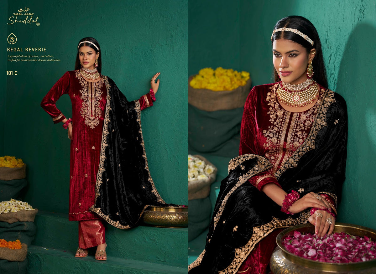 Zareen Shiddat Viscose Velvet Suits Manufacturer Gujarat