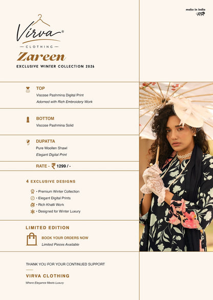 Zareen Virva Viscose Pashmina Suits Supplier