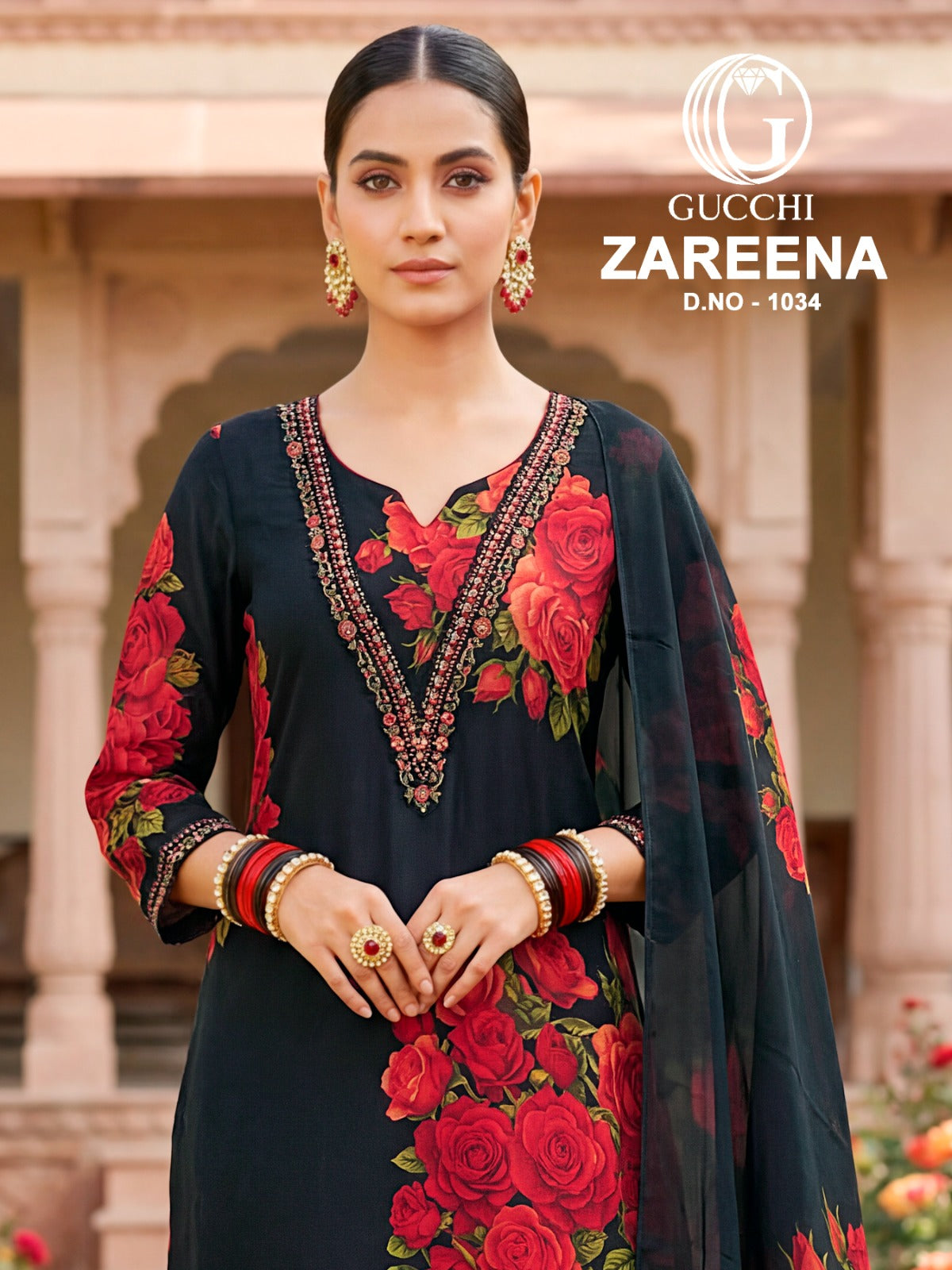 Zareena 1034 Gucchi Viscose Muslin Pant Style Suits Wholesaler Gujarat