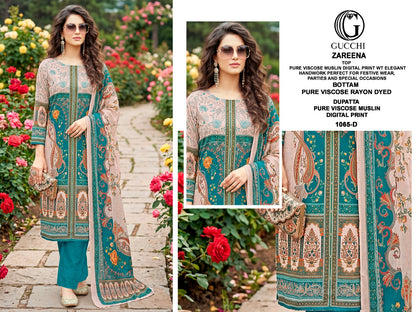 Zareena 1065 Gucchi Viscose Muslin Pant Style Suits Manufacturer