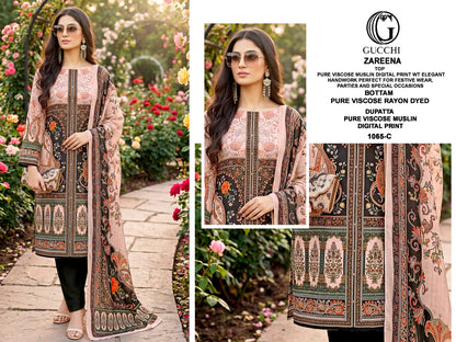 Zareena 1065 Gucchi Viscose Muslin Pant Style Suits Manufacturer