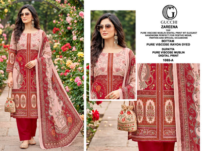 Zareena 1065 Gucchi Viscose Muslin Pant Style Suits Manufacturer