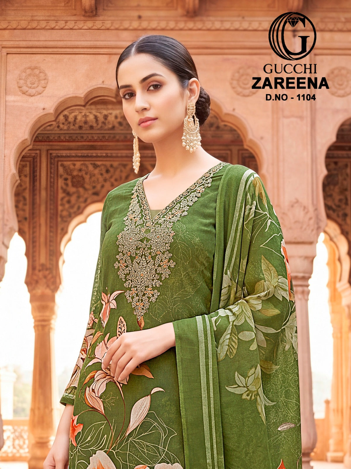Zareena 1103-1104 Gucchi Viscose Muslin Pant Style Suits Supplier Gujarat