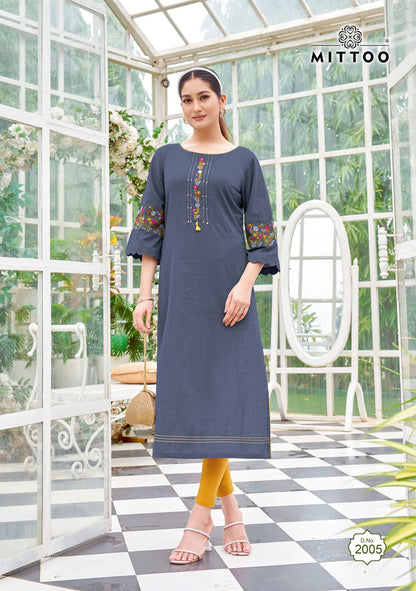 Zareena Vol 1 Mittoo Rayon Long Straight Kurti Wholesale Rate
