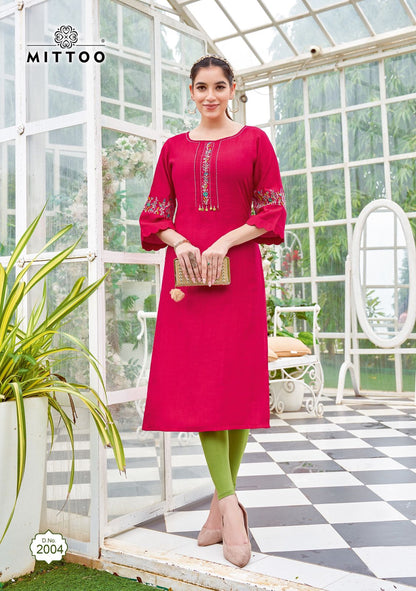 Zareena Vol 1 Mittoo Rayon Long Straight Kurti Wholesale Rate
