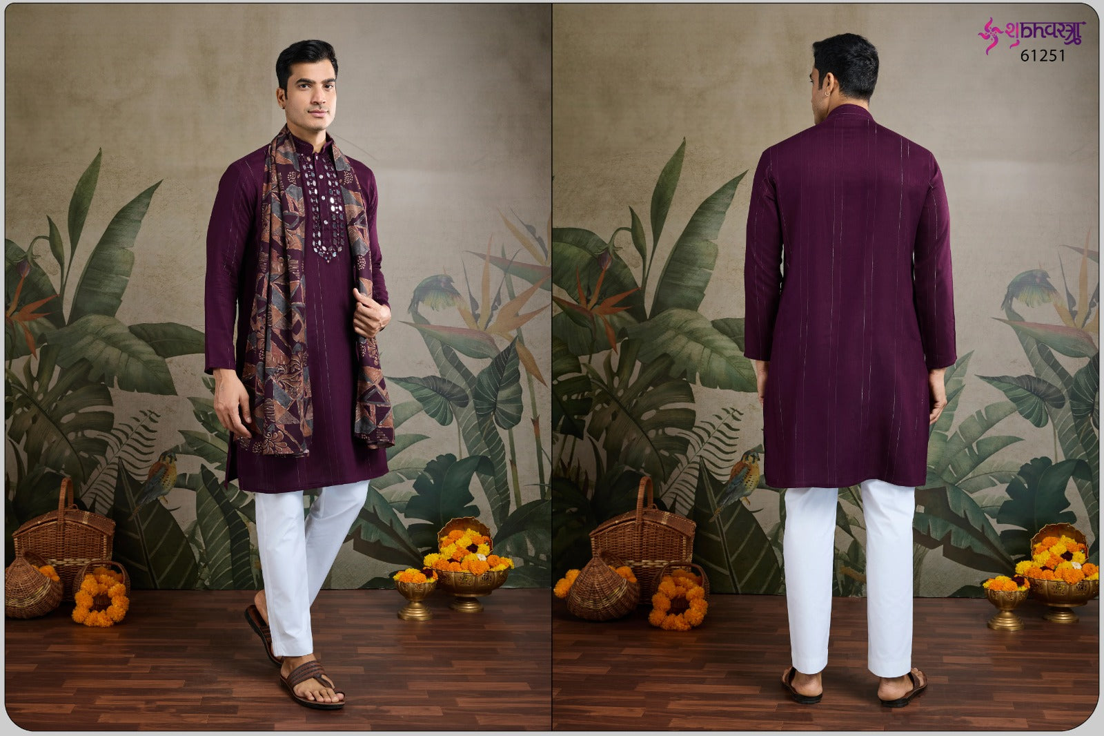 Zari And Weaves Vol 3 61251-61252 Shubhvastra Viscose Rayon Mens Kurta Dupatta Wholesaler India