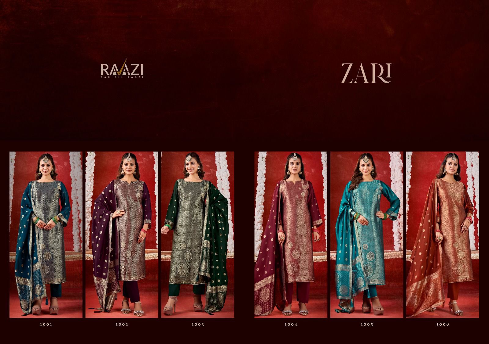 Zari Rama Fashions Raazi Silk Jacquard Pant Style Suits Exporter