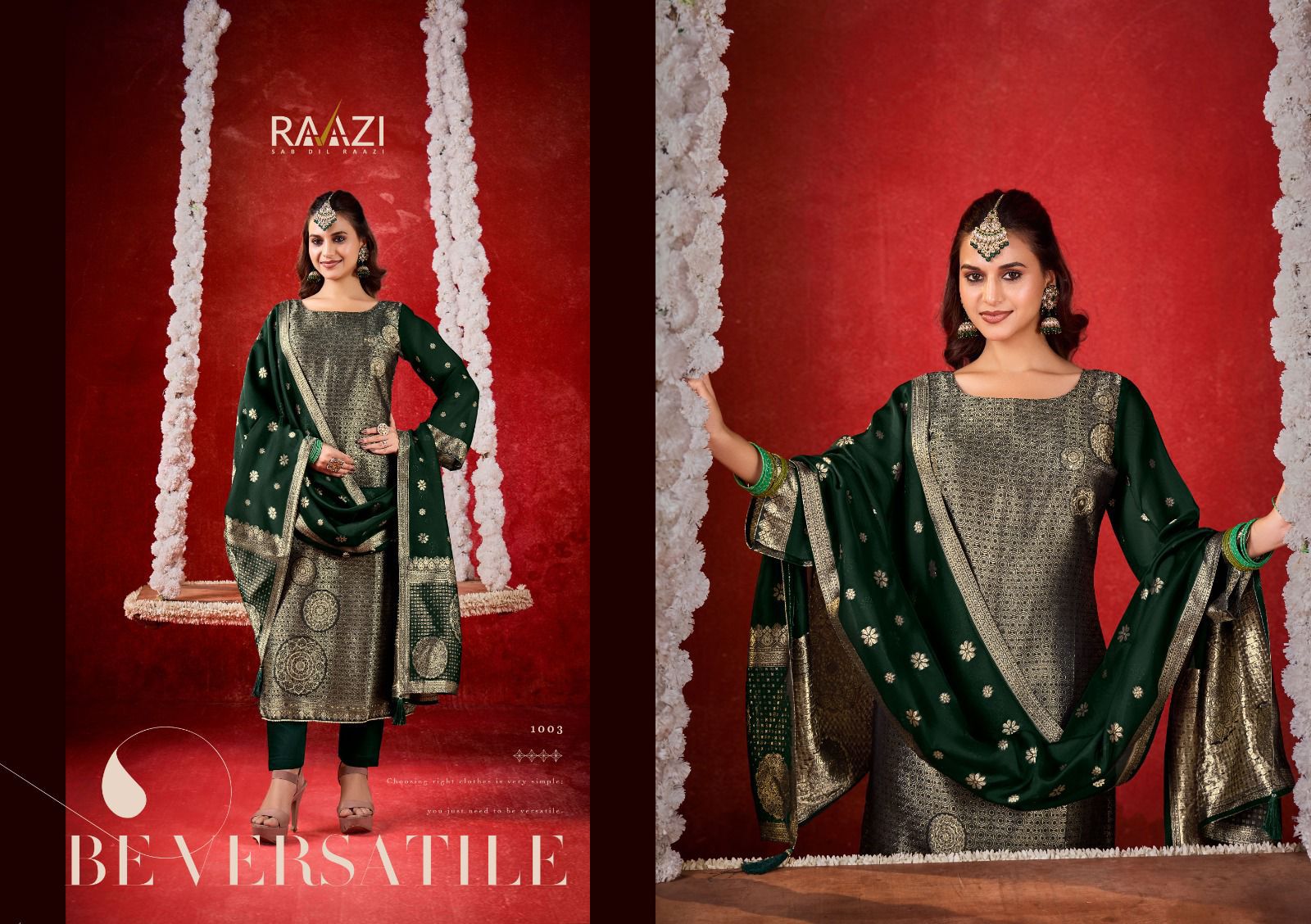 Zari Rama Fashions Raazi Silk Jacquard Pant Style Suits Exporter