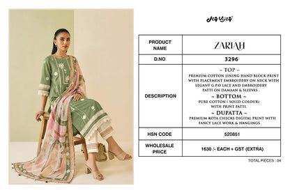 Zariah 3296 Jay Vijay Cotton Pant Style Suits Supplier