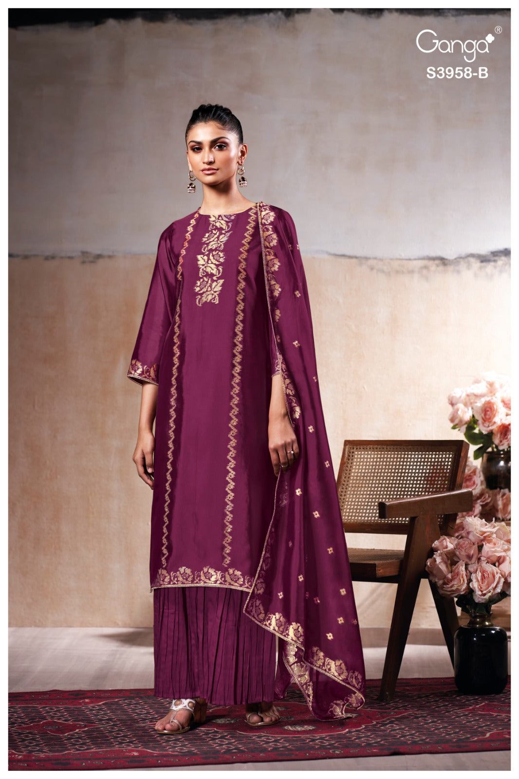Zariel 3958 Ganga Premium Viscose Plazzo Style Suits Wholesaler
