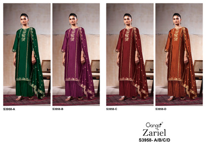 Zariel 3958 Ganga Premium Viscose Plazzo Style Suits Wholesaler