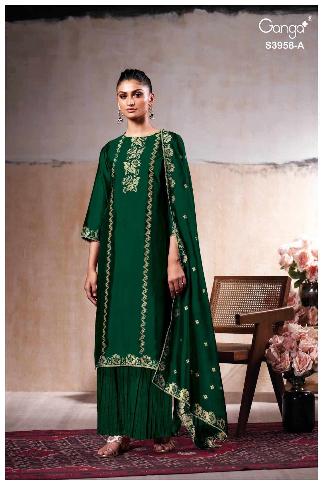 Zariel 3958 Ganga Premium Viscose Plazzo Style Suits Wholesaler