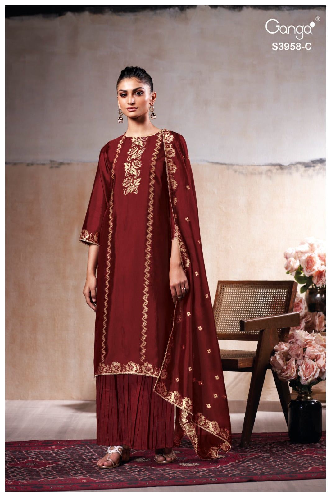 Zariel 3958 Ganga Premium Viscose Plazzo Style Suits Wholesaler