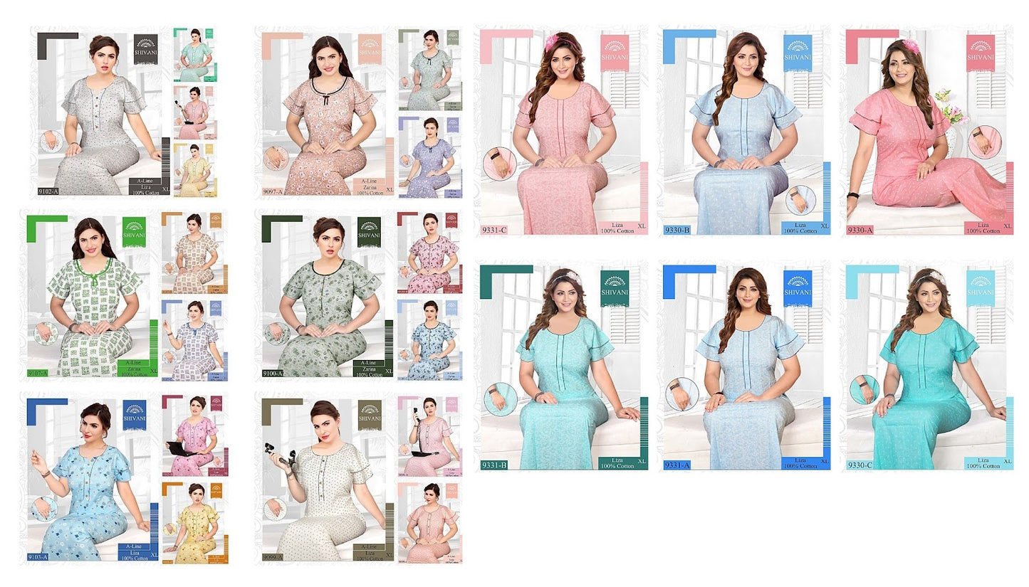 Zarina-Liza Shivani Cotton Night Gowns Exporter Ahmedabad