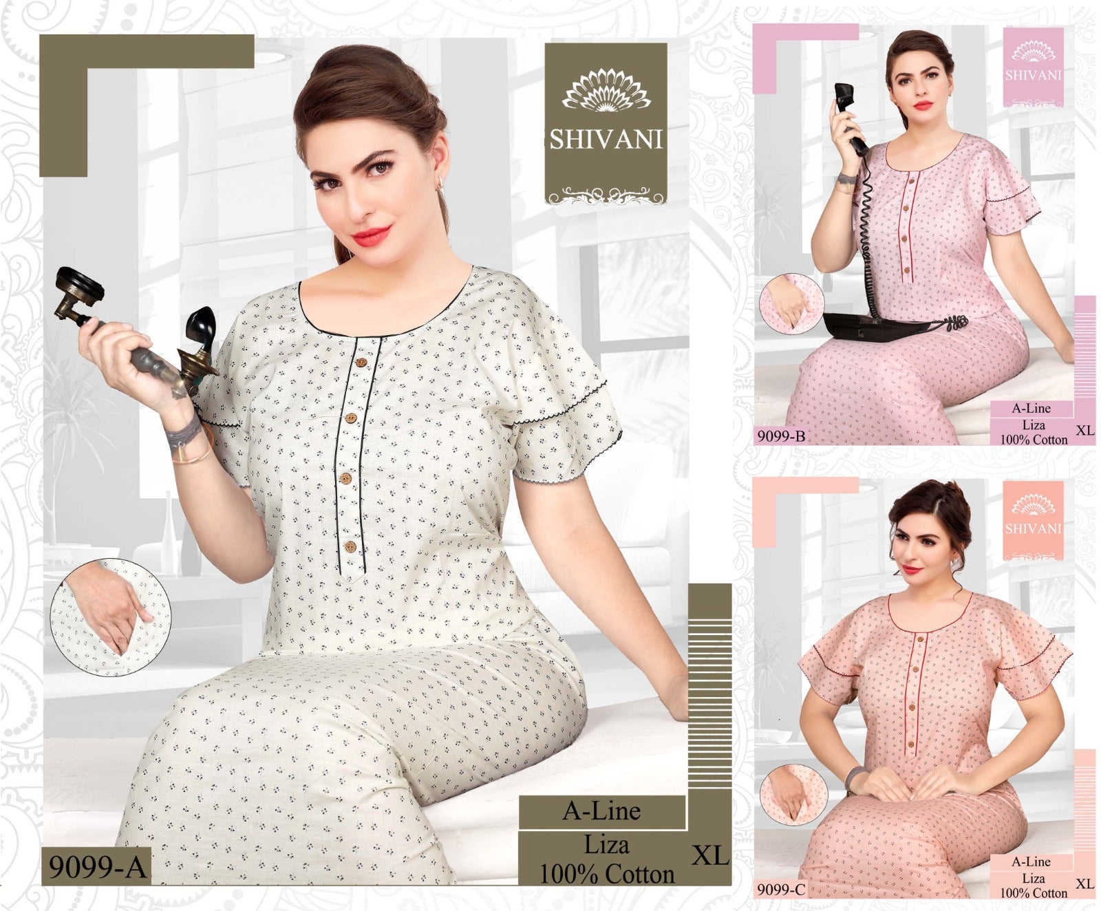 Zarina-Liza Shivani Cotton Night Gowns Exporter Ahmedabad