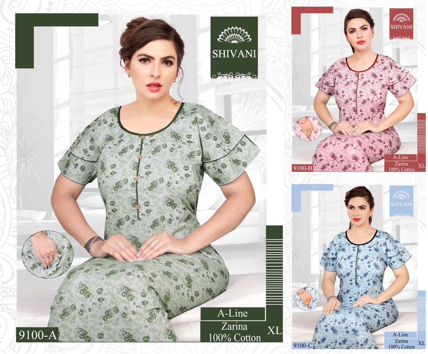 Zarina-Liza Shivani Cotton Night Gowns Exporter Ahmedabad
