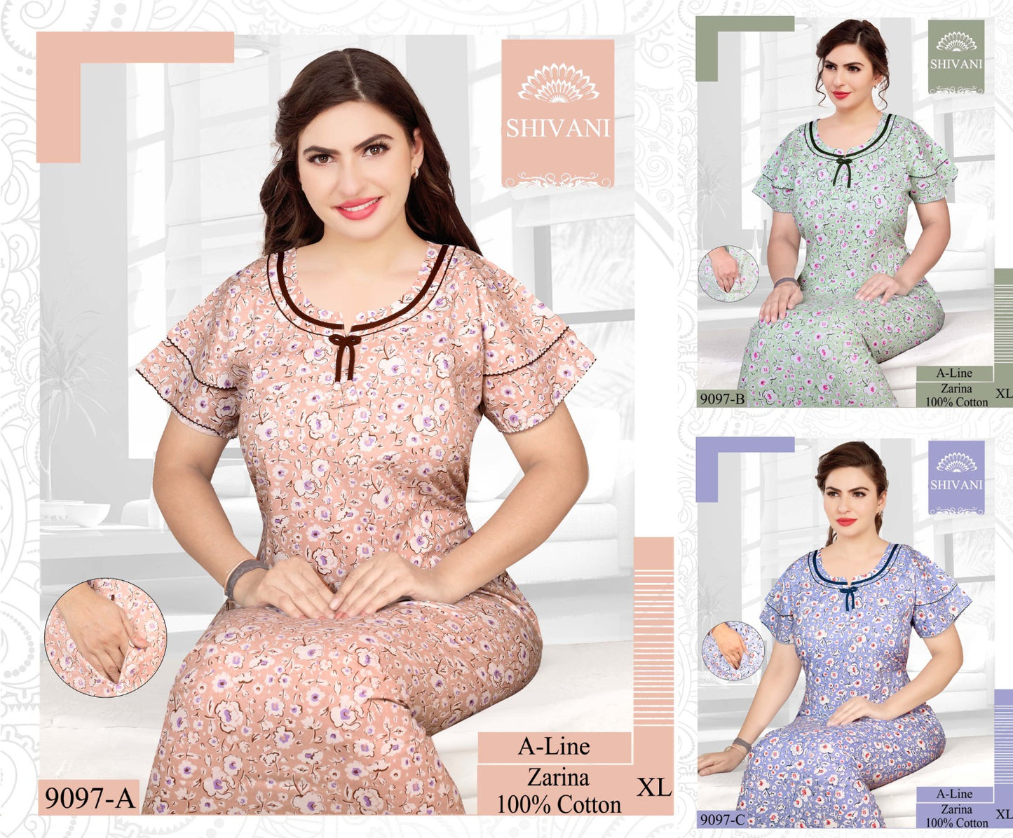 Zarina-Liza Shivani Cotton Night Gowns Exporter Ahmedabad