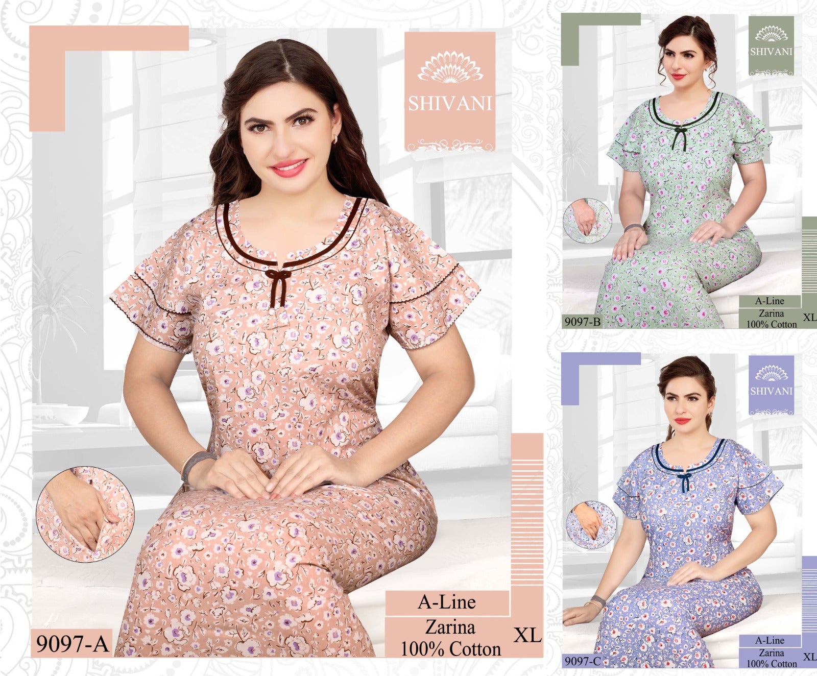 Zarina-Liza Shivani Cotton Night Gowns Exporter Ahmedabad