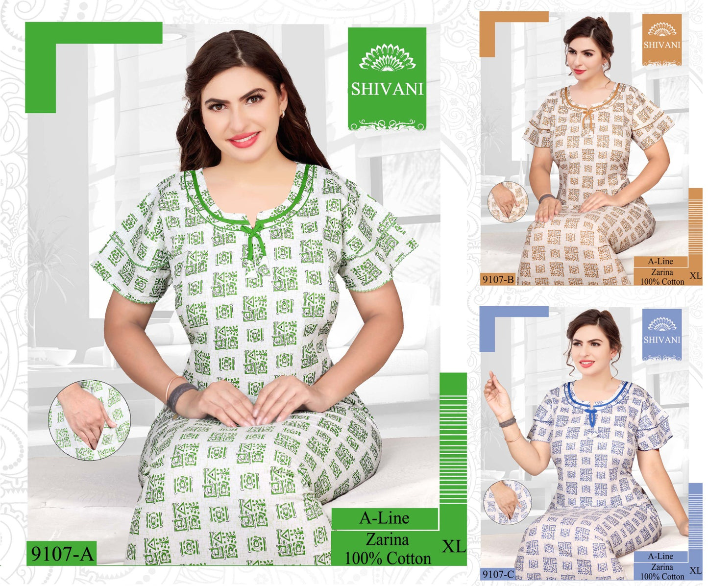 Zarina-Liza Shivani Cotton Night Gowns Exporter Ahmedabad