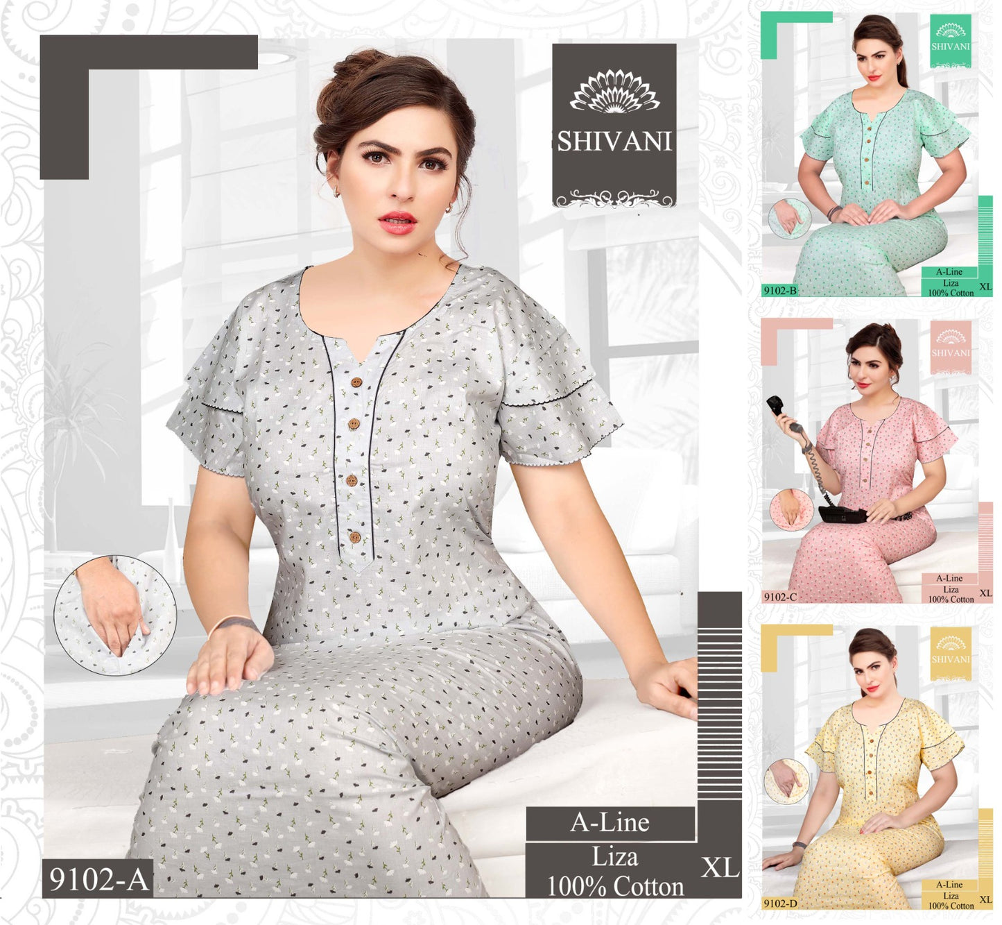 Zarina-Liza Shivani Cotton Night Gowns Exporter Ahmedabad