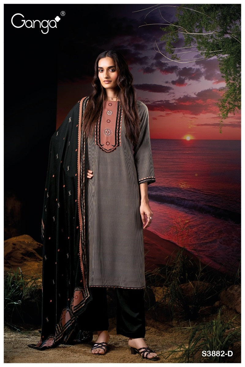 Zarina 3882 Ganga Wool Pashmina Suits Exporter India