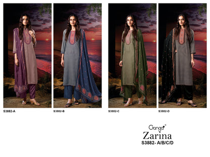 Zarina 3882 Ganga Wool Pashmina Suits Exporter India