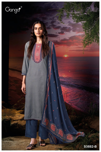Zarina 3882 Ganga Wool Pashmina Suits Exporter India