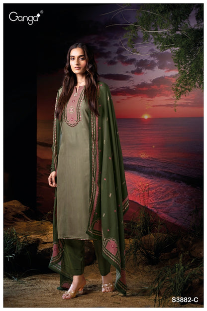 Zarina 3882 Ganga Wool Pashmina Suits Exporter India