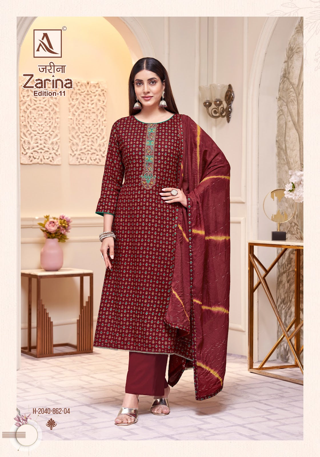 Zarina Edition 11 Alok Pure Viscose Karachi Salwar Suits Wholesaler India