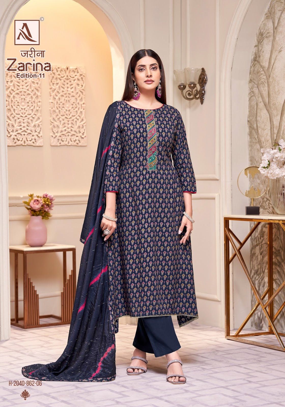 Zarina Edition 11 Alok Pure Viscose Karachi Salwar Suits Wholesaler India