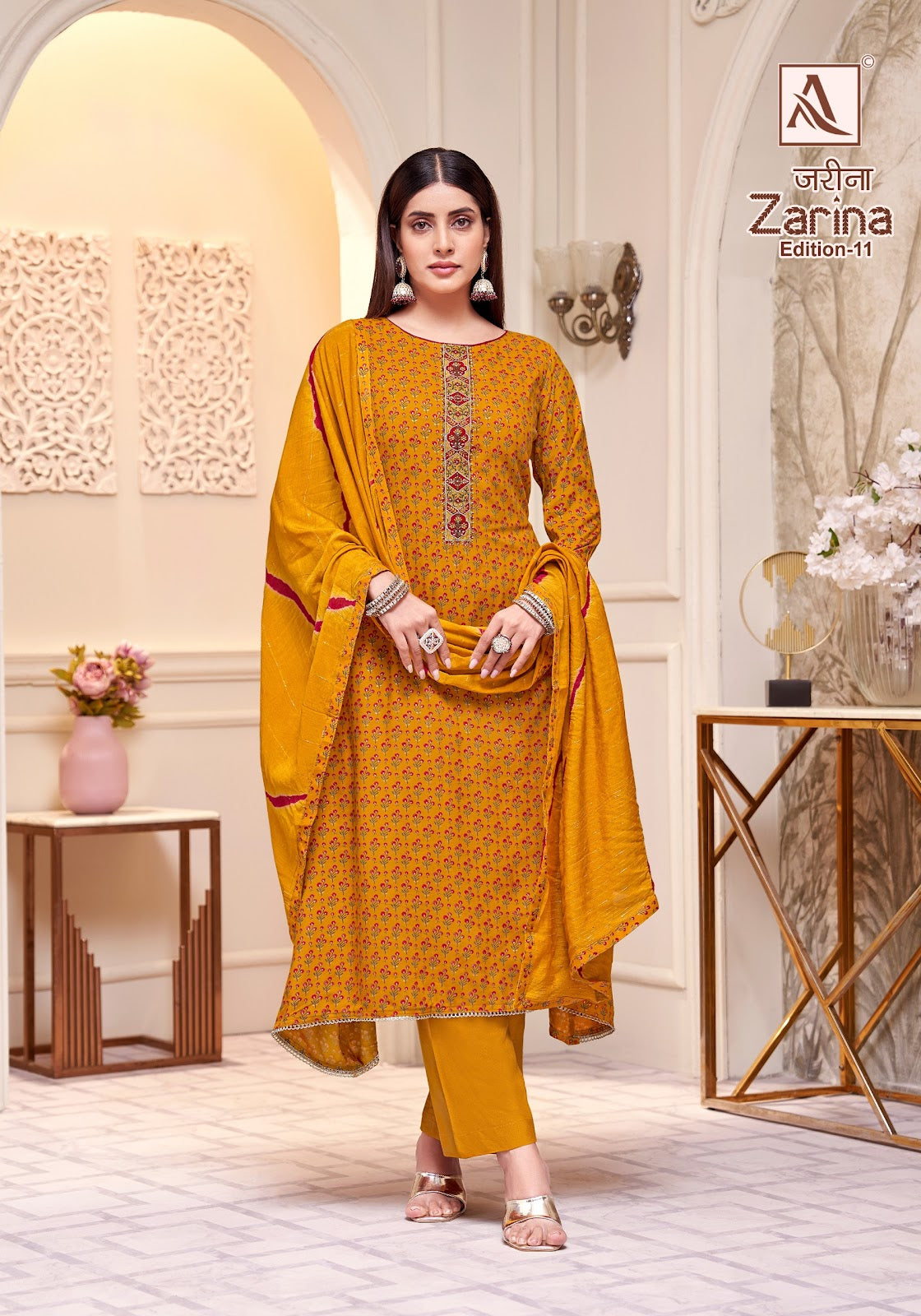 Zarina Edition 11 Alok Pure Viscose Karachi Salwar Suits Wholesaler India