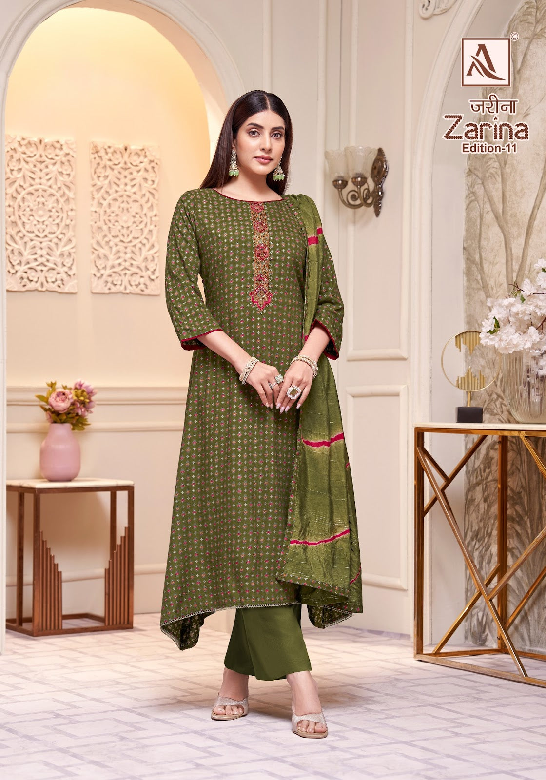 Zarina Edition 11 Alok Pure Viscose Karachi Salwar Suits Wholesaler India