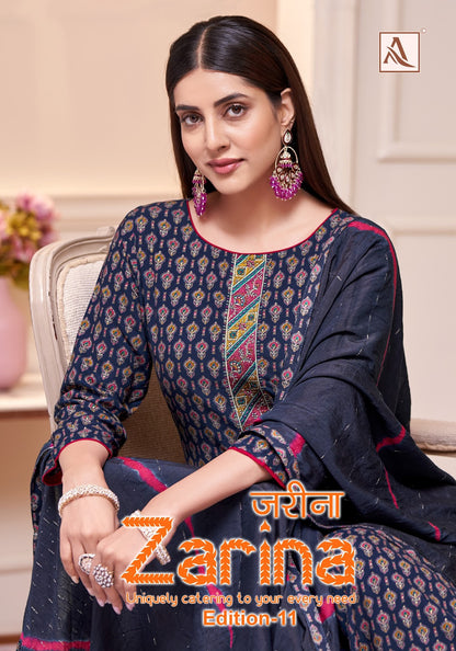 Zarina Edition 11 Alok Pure Viscose Karachi Salwar Suits Wholesaler India