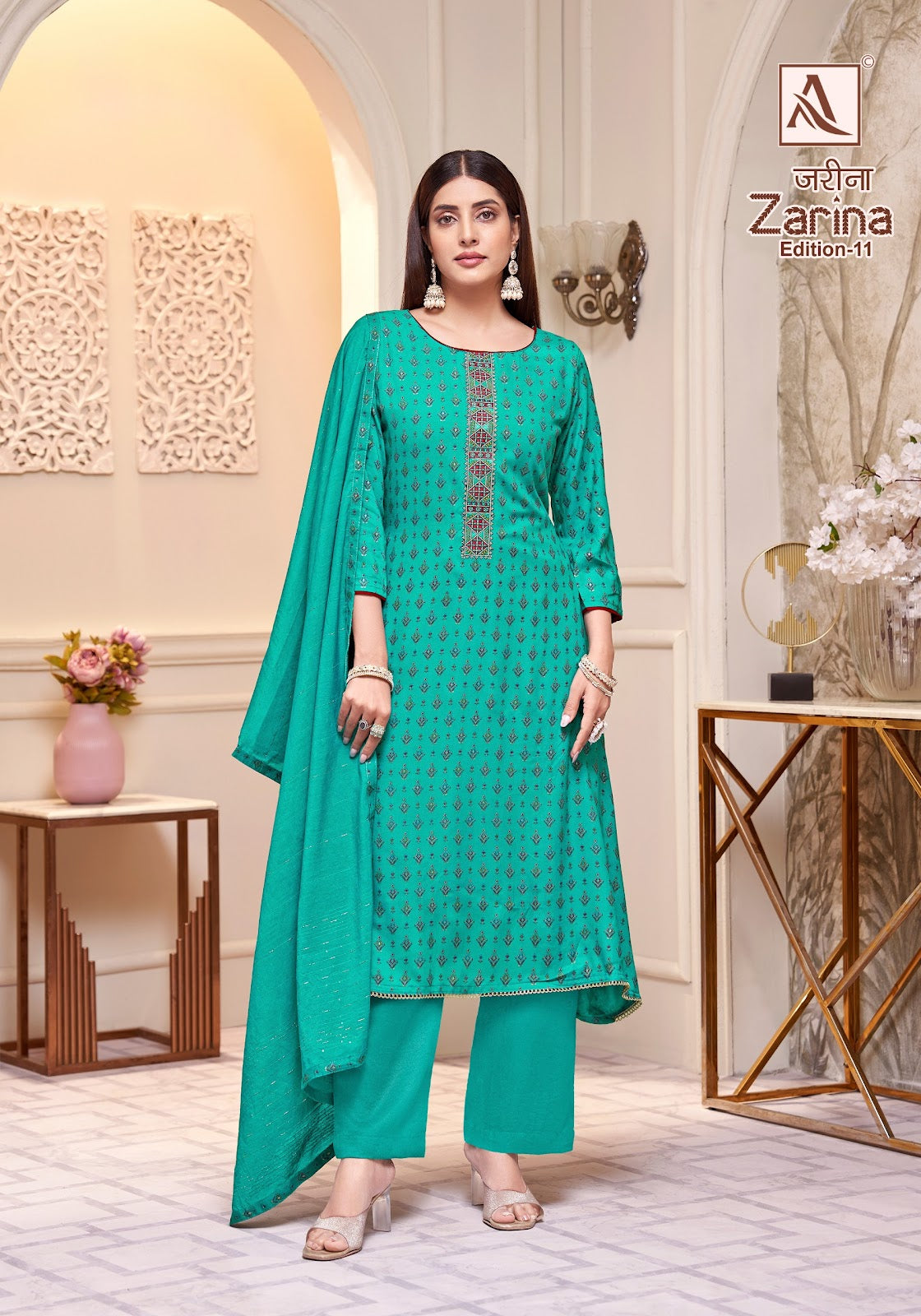 Zarina Edition 11 Alok Pure Viscose Karachi Salwar Suits Wholesaler India