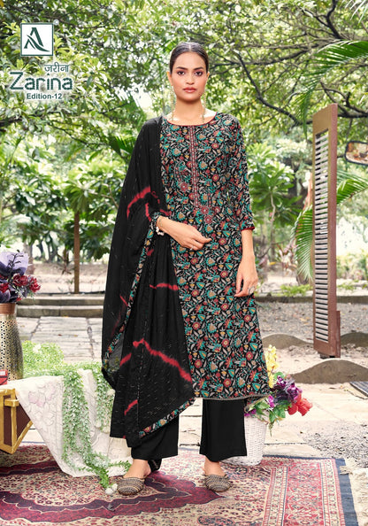 Zarina Edition 12 Alok Viscose Reyon Karachi Salwar Suits Wholesale Price