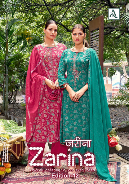 Zarina Edition 12 Alok Viscose Reyon Karachi Salwar Suits Wholesale Price