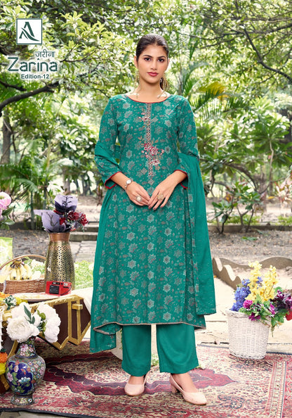 Zarina Edition 12 Alok Viscose Reyon Karachi Salwar Suits Wholesale Price