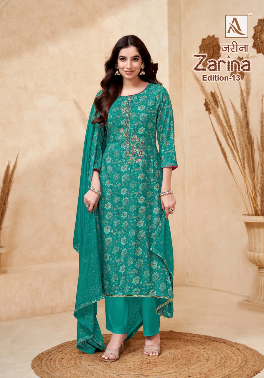 Zarina Edition 13 Alok Viscose Reyon Karachi Salwar Suits Exporter