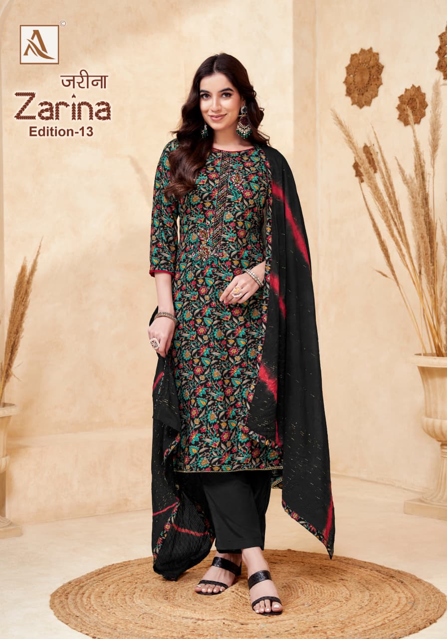 Zarina Edition 13 Alok Viscose Reyon Karachi Salwar Suits Exporter