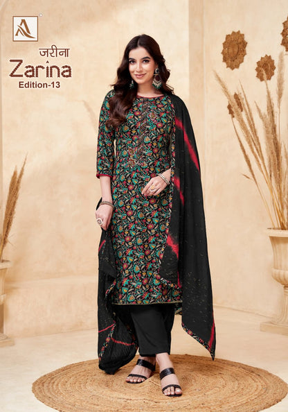 Zarina Edition 13 Alok Viscose Reyon Karachi Salwar Suits Exporter