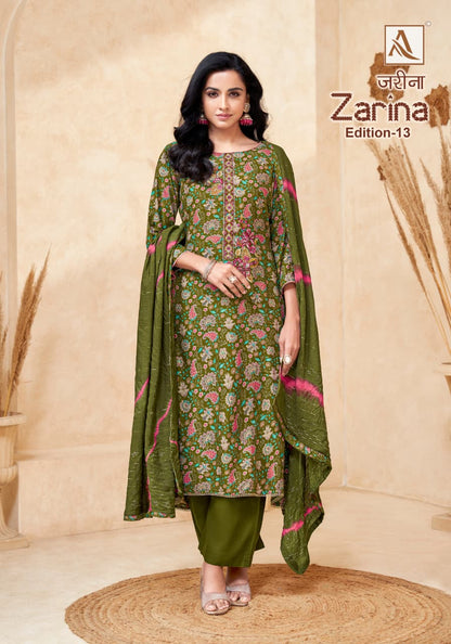 Zarina Edition 13 Alok Viscose Reyon Karachi Salwar Suits Exporter