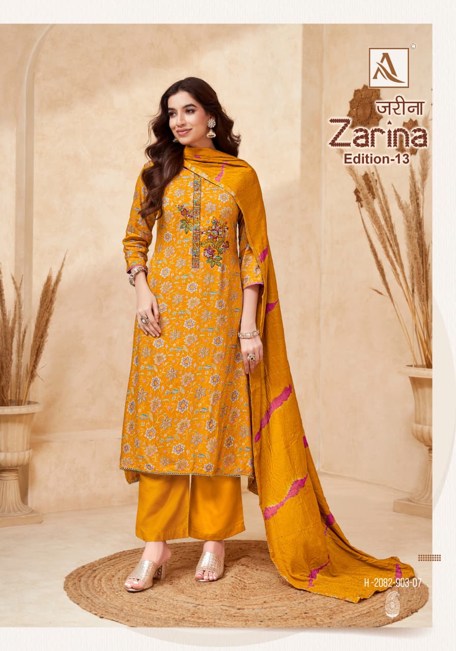 Zarina Edition 13 Alok Viscose Reyon Karachi Salwar Suits Exporter