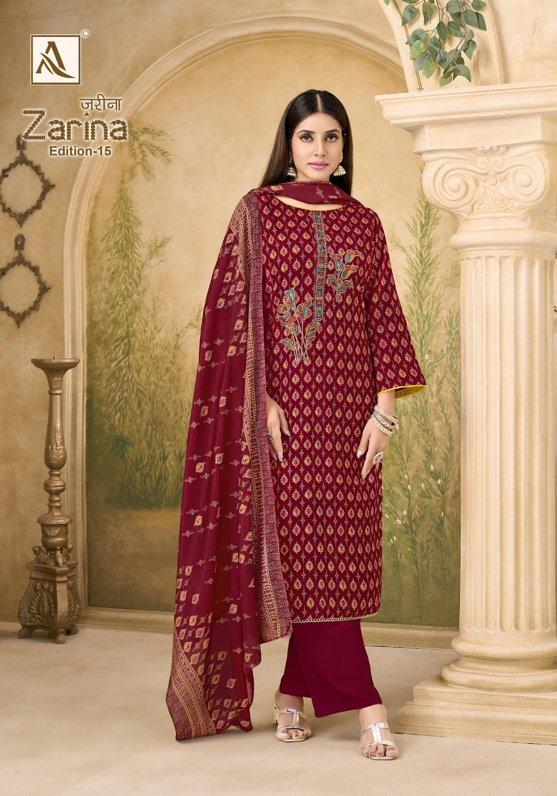 Zarina Edition 15 Alok Viscose Reyon Karachi Salwar Suits Wholesale Price