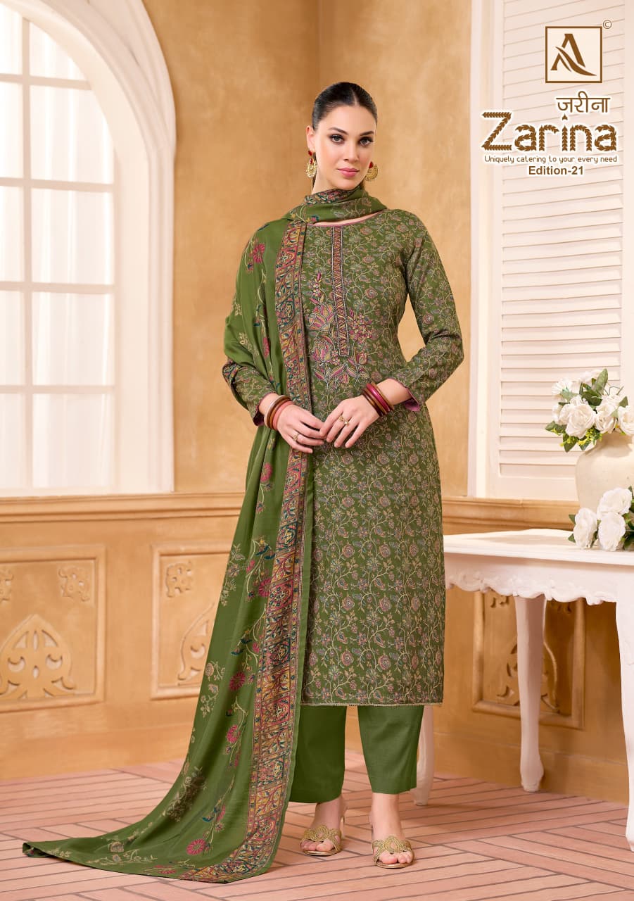 Zarina Edition 21 Alok Viscose Reyon Karachi Salwar Suits Supplier Gujarat