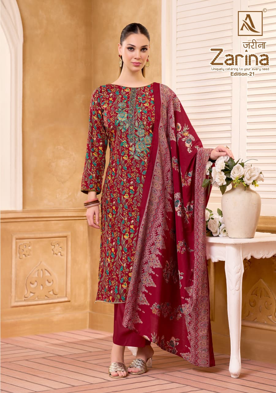 Zarina Edition 21 Alok Viscose Reyon Karachi Salwar Suits Supplier Gujarat