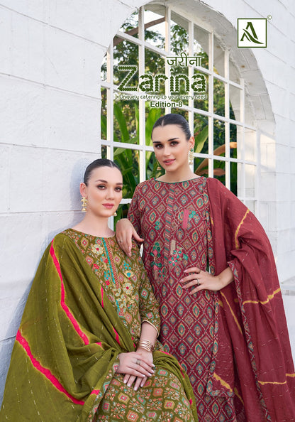 Zarina Edition 8 Alok Viscose Rayon Karachi Salwar Suits Wholesale